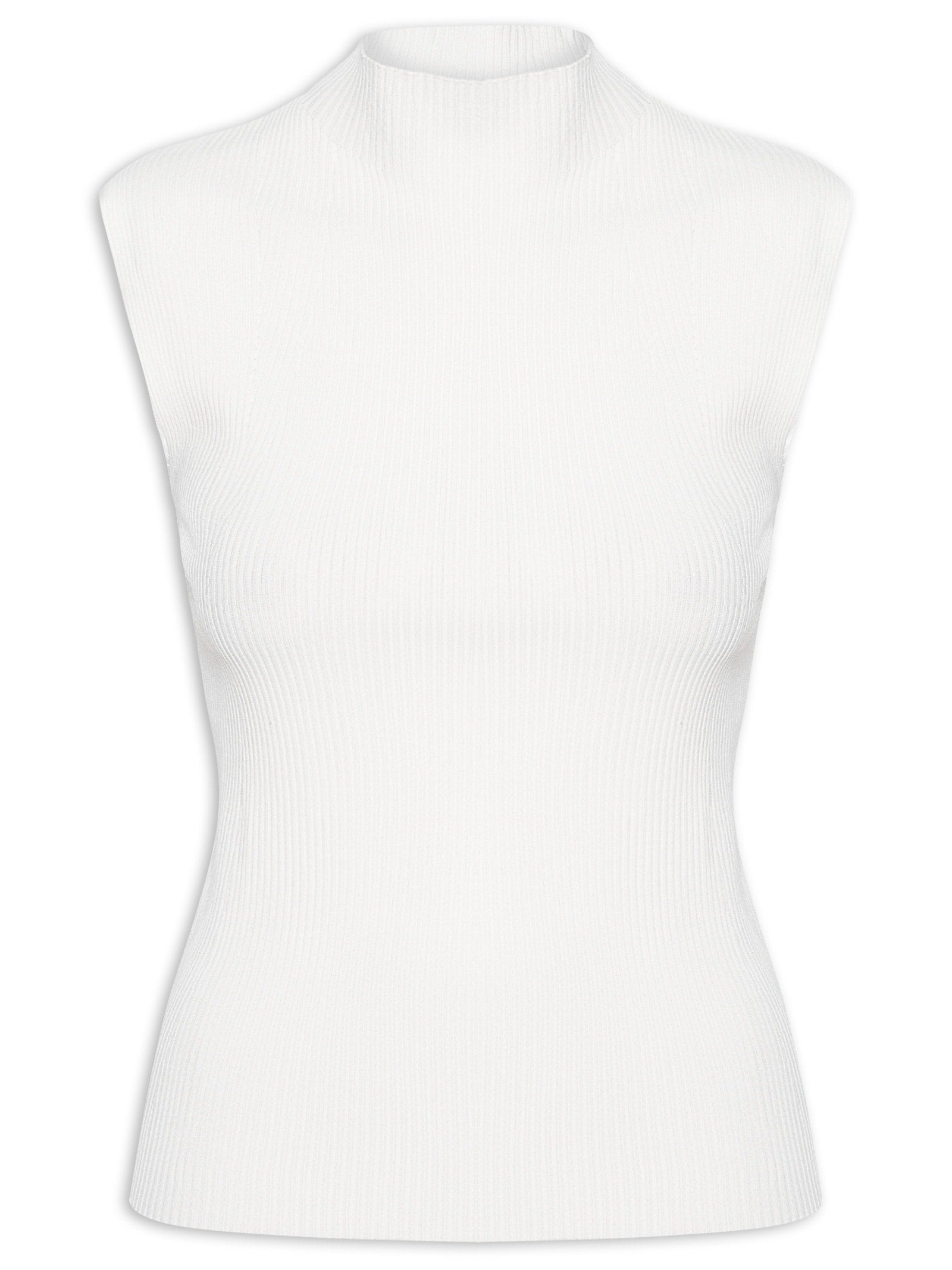 Regata Feminina Cropped Em Tricot - Off White