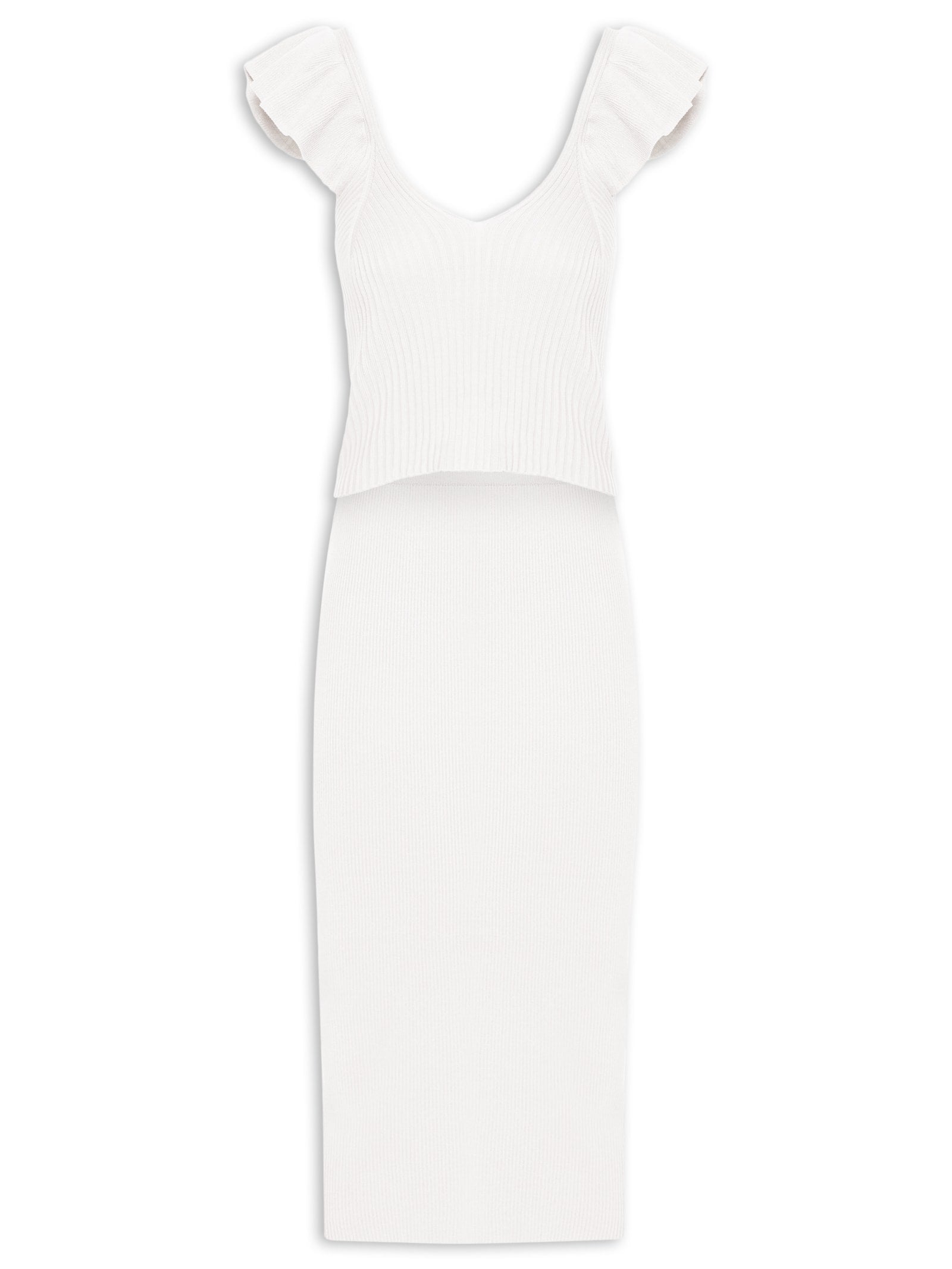 Conjunto Feminino Blusa e Saia em Tricot - Off White