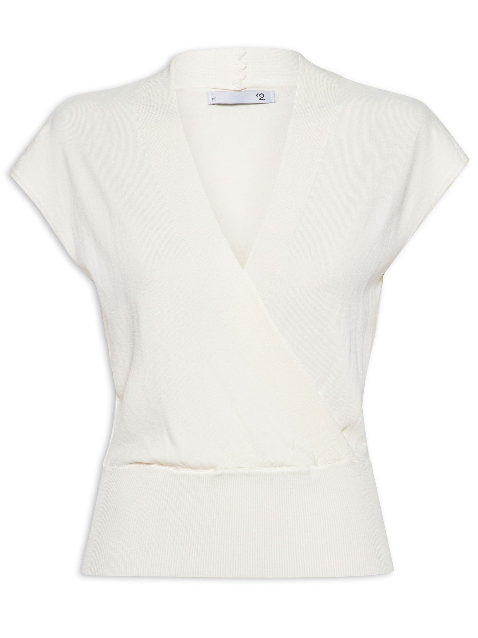 Blusa Feminina Transpassada em Tricot - Off White