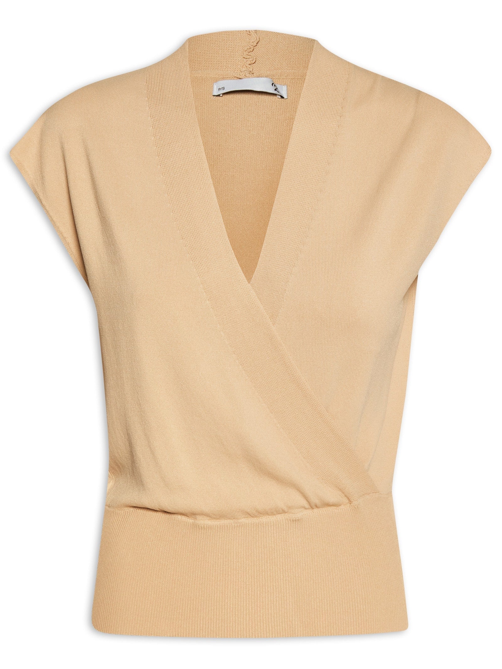 Blusa Feminina Transpassada em Tricot - Bege