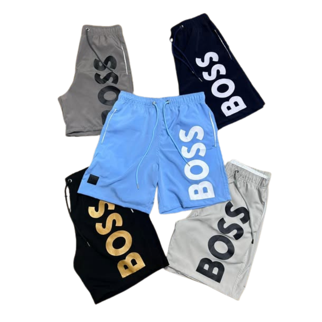 Kit 5 Bermudas Boss – Modelo Esportivo com Estampa Lateral