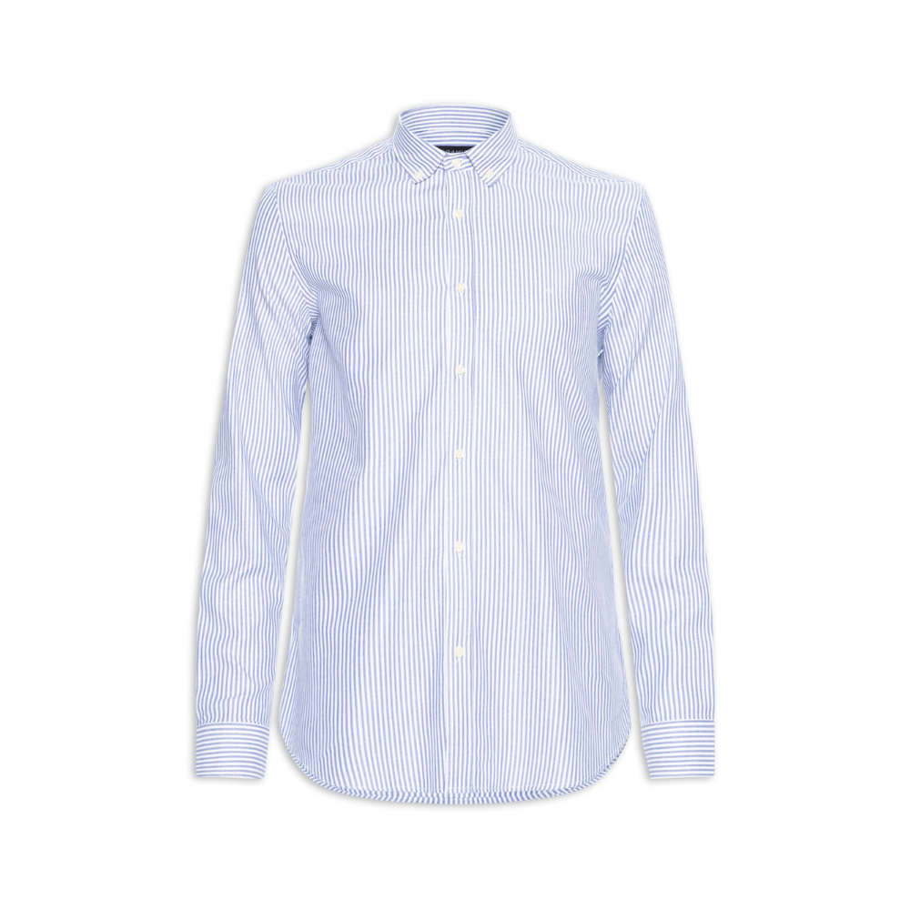 Camisa Masculina Button Down Regular Fit Listra Clássica - Azul