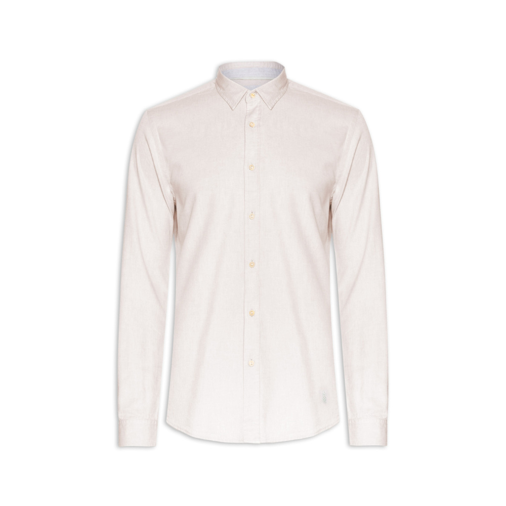 Camisa Masculina Lisa em Oxford - Bege